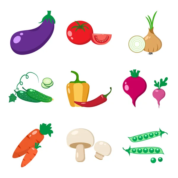 Ensemble de légumes, illustration vectorielle colorée — Image vectorielle