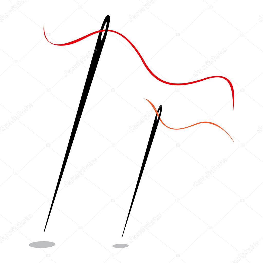 Set of needles with thread. Vector illustration