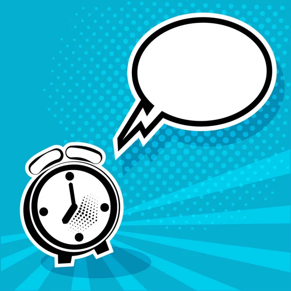 Alarm clock and white empty speech comic bubble. Vector illustration in pop art style — Stock Vector