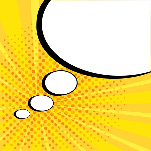 Bolha cômica discurso vazio branco com estrelas e pontos no fundo amarelo. Ilustração vetorial em estilo pop art — Vetor de Stock