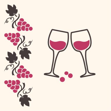 Decoration background witn grapes and wine glasses. Vector illustration. vector Decoration background witn grapes and wine glasses. Vector illustration. vector