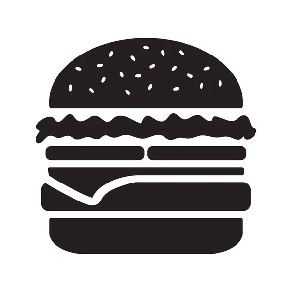 チーズバーガーアイコン、白い背景に隔離された黒いシルエット。ベクトルイラスト — ストックベクタ