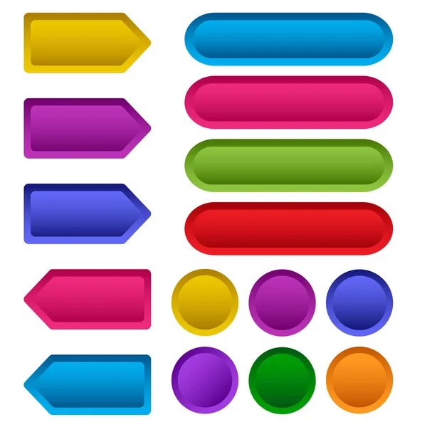 Conjunto colorido de botões web vazios. Ilustração vetorial — Vetor de Stock