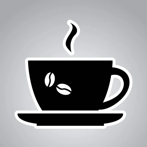 Gri arka planda bir fincan kahve, vektör çizimi — Stok Vektör