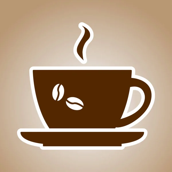 Kahverengi arka planda bir fincan kahve, vektör illüstrasyon — Stok Vektör