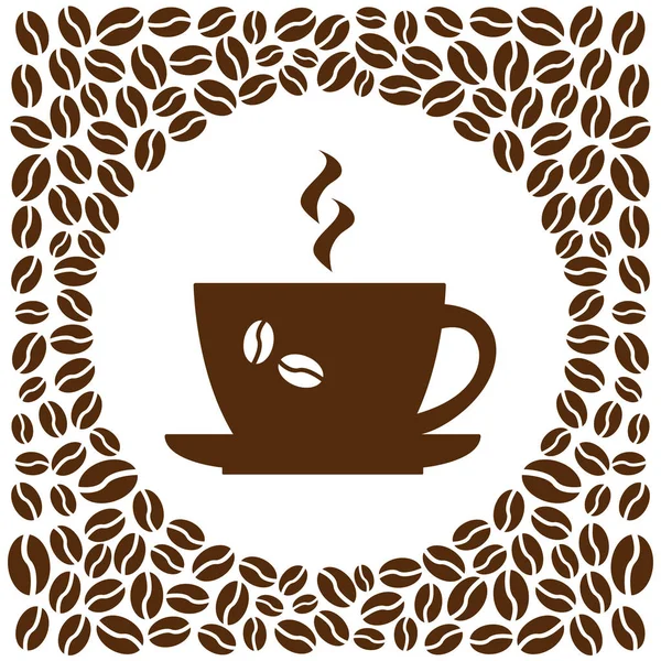 Kahve arka planında kahverengi bir fincan kahve, vektör çizimi — Stok Vektör