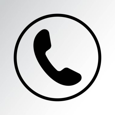 Siyah telefon alıcısı yuvarlak simgesi. Vektör çizimi