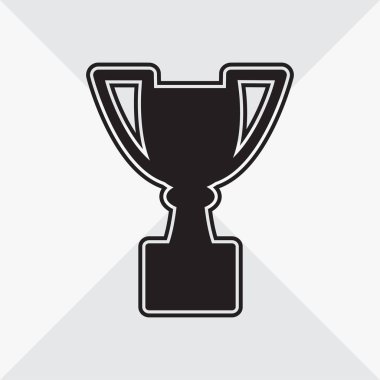 Kupa simgesi. Gri arka plan üzerinde siyah siluet. Vektör çizimi