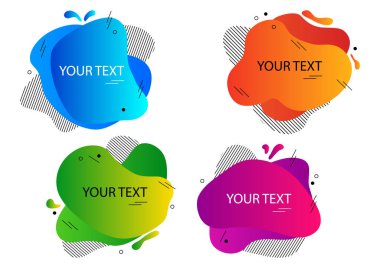 Modern soyut afiş renkli seti, metin için konuşma balonu farklı şekiller. Renkli degrade. Vektör çizimi