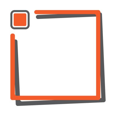 Metniniz için düğmeli turuncu kare çerçeve. Vektör çizimi