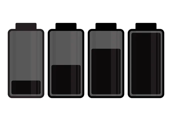 Zwart batterijpictogram. Laadniveau. Vector illustratie — Stockvector