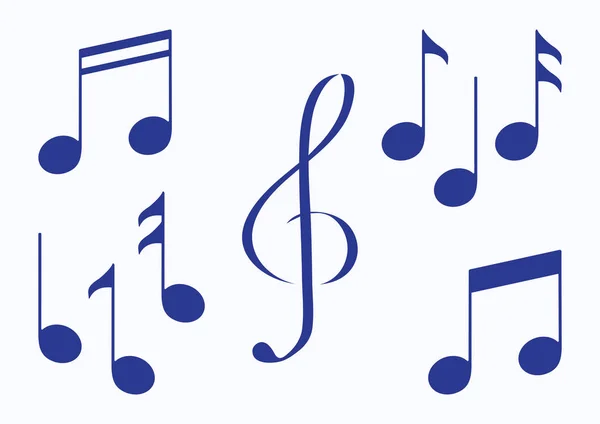 Conjunto de notas musicales. Silueta azul. Ilustración vectorial — Archivo Imágenes Vectoriales