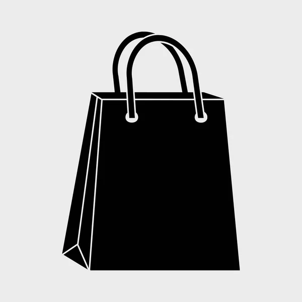 Zwart winkelen papieren zak pictogram. Vector illustratie — Stockvector