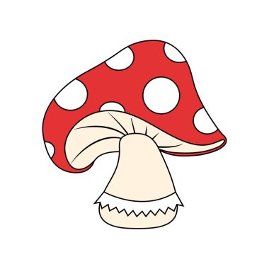 Karikatür Amanita mantar simgesi izole. Vektör Illustration