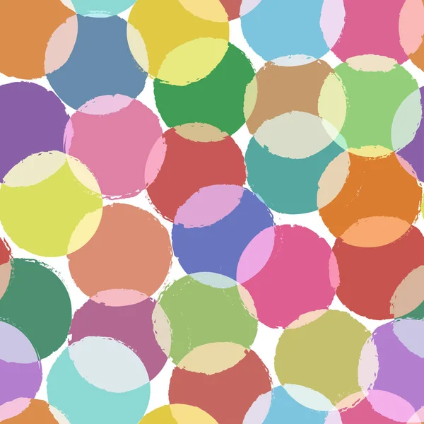 Διακοσμητικά απρόσκοπτη μοτίβο με πολύχρωμους κύκλους, γκραντζ ζωγραφισμένα υφή σε παστέλ φόντο. Ρετρό στυλ. Απεικόνιση διανυσματικών φορέων — Διανυσματικό Αρχείο