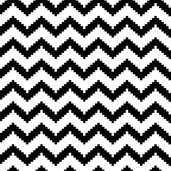 Decorative striped seamless pattern in zig zag, classic chevron print, black and white design. Vector illustration — Stock Vector