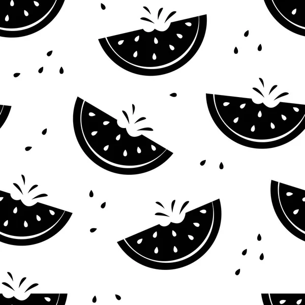 Summer seamless pattern with slice armelons, black and white design. Векторная иллюстрация — стоковый вектор