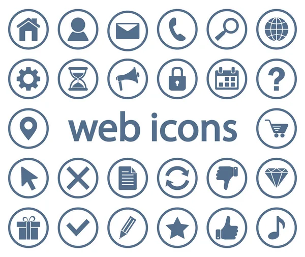 Conjunto monocromático de iconos web redondos. Ilustración vectorial — Archivo Imágenes Vectoriales