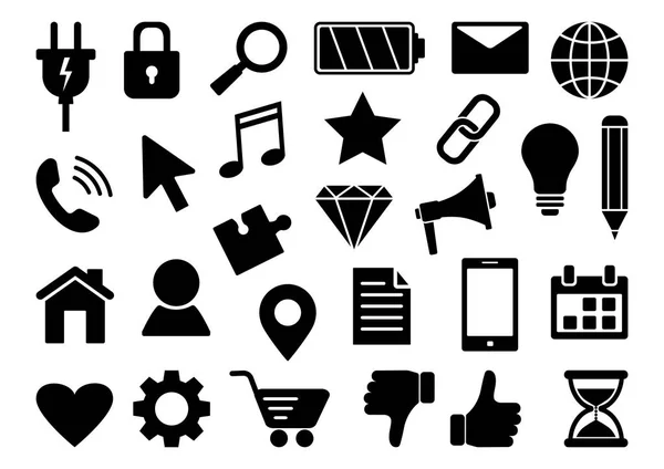 Black set of business web icons isolated on white background. Vector illustration — Stock Vector