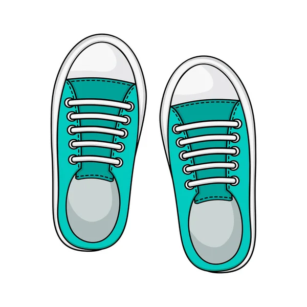 Sneakers moda icona isolata su sfondo bianco, colore menta. Scarpe giovanili casual. Illustrazione vettoriale — Vettoriale Stock