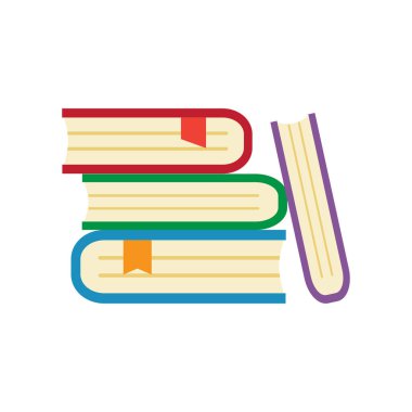 Renkli kitap yığını. Vektör çizim