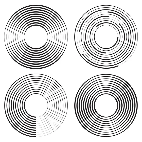 Conjunto de círculos concêntricos elemento geométrico. Ilustração vetorial —  Vetores de Stock