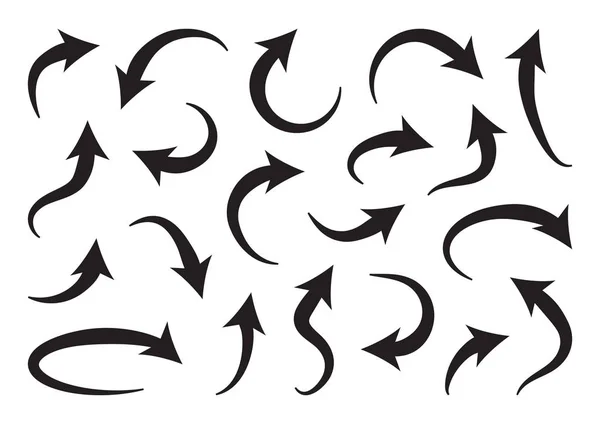 Set van verschillende curve pijlen, zwarte collectie. Vector — Stockvector