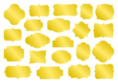 Farklı şekiller vintage çerçeveler, toplama boş retro etiketler ve rozetleri Altın seti. Vektör