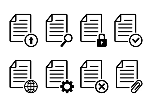Uppsättning dokumentikoner, filskyltar, webbknappar. Vektor — Stock vektor