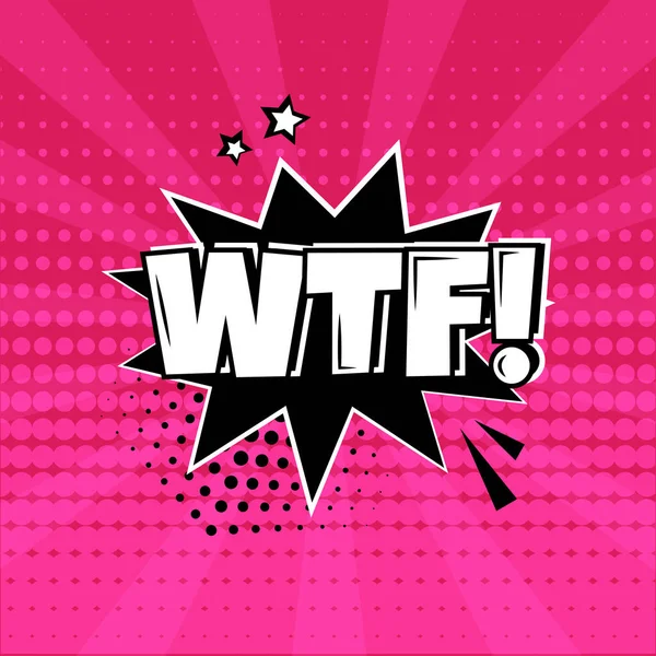 Wtf Comic Speech Bubble Pink Background Comic Sound Effect Stars — Stock Vector