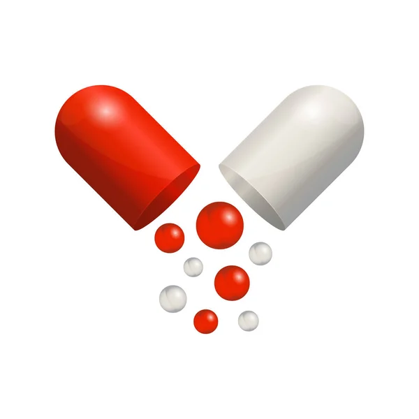 Capsule Icon Realistic Red Pill Isolated White Background Colored Small — Stock Vector