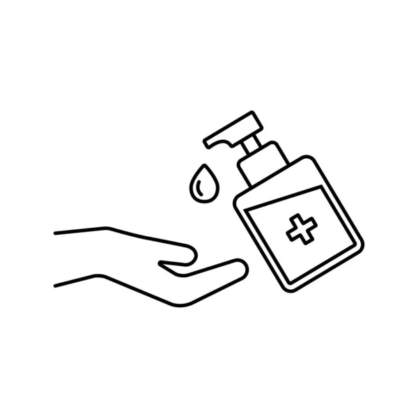 Disinfeksi Ikon Baris Ppe Kebersihan Tangan Botol Pembersih Mencuci Tangan - Stok Vektor