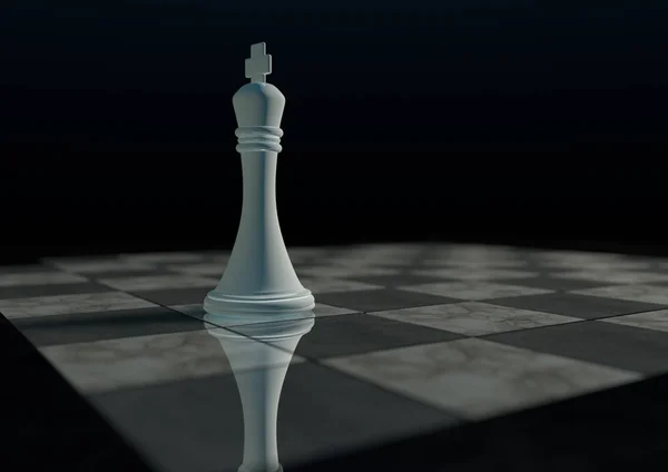 Beyaz Kral yalnız bir satranç tahtasında 2 — Stok fotoğraf