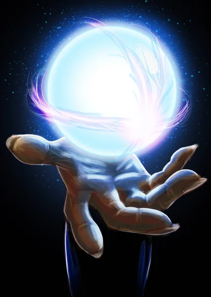 Wizard hand with crystal ball — Stock Photo, Image