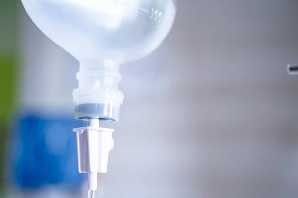 Close Saline Solution Drip Patient Infusion Pump Hospital Treatment Disease — Stock Photo, Image