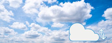 Cloud Computing Concept, Cloud Computing Depolama İnternet Transfer Dijital Depolama Sistemi Evden Çalışmak İçin.
