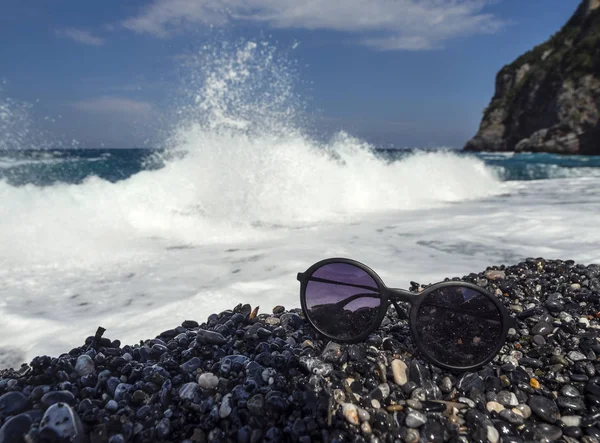 Vackra Skum Vågor Solig Dag Egeiska Havet Den Evia Grekland — Stockfoto