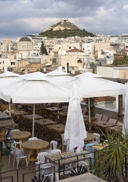 Vista Colina Lykavitos Desde Café Plaka Ciudad Atenas Grecia — Foto de Stock