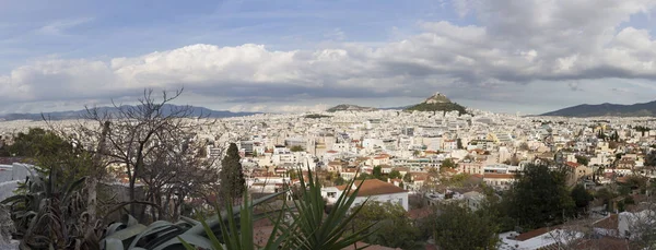 Panoramiczny Widok Ateny Lycabettes Akropolu Grecja — Zdjęcie stockowe