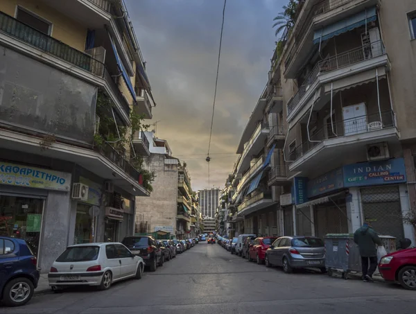Athen Griechenland Dezember 2018 Eine Straße Mit Häusern Und Autos — Stockfoto