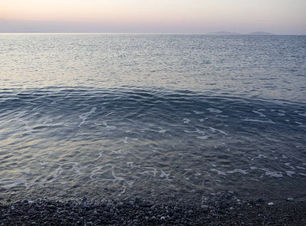 Vågor Och Vacker Solnedgång Grekiskan Evia Euboia Egeiska Havet — Stockfoto