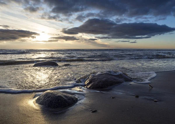 Закат Песчаном Пляже Балтийского Моря Фетве Италия — стоковое фото