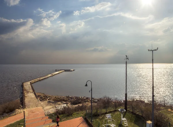 Curonian Lagoon Klaipeda Litvanya Fırtına Öncesi Sessizlik Gün Batımı — Stok fotoğraf