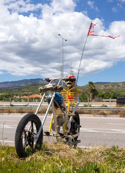 Central Greece Junho 2020 Esqueleto Objeto Arte Motocicleta Helicóptero Ghost — Fotografia de Stock