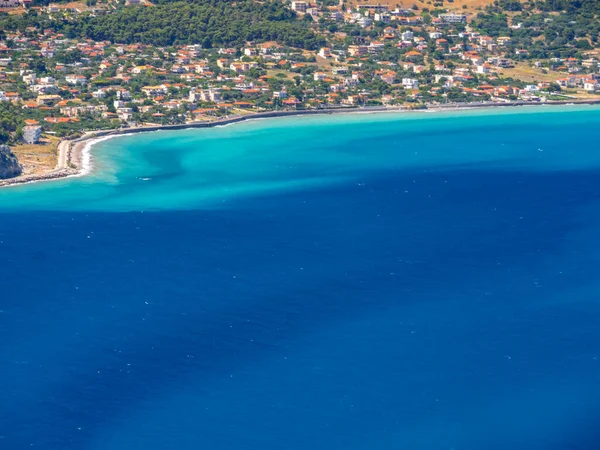 Panoramautsikt Över Den Grekiska Byn Och Den Vackra Stranden Psatha — Stockfoto