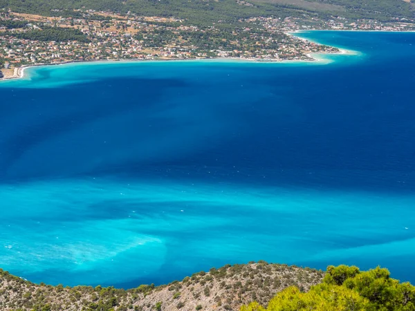Panoramautsikt Över Den Grekiska Byn Och Den Vackra Stranden Psatha — Stockfoto