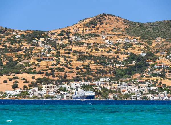 View Aegean Sea Town Marmari Greek Island Evia Greece Sunny — Stock Photo, Image