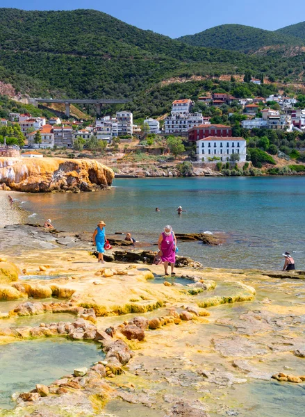 Loutra Edipsou Isla Evia Grecia Septiembre 2020 Vista Playa Con — Foto de Stock