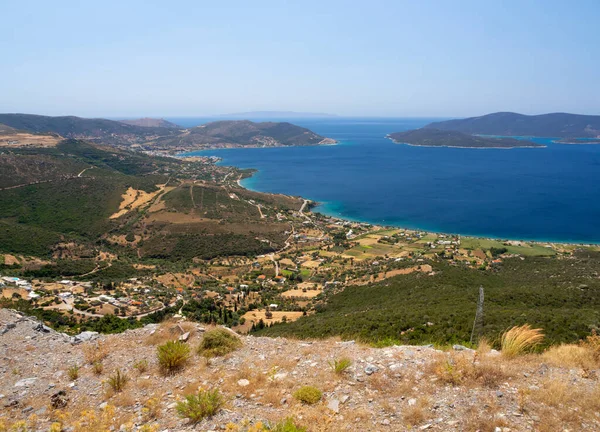 Vista Superior Del Mar Egeo Pueblo Griego Cerca Ciudad Marmari — Foto de Stock