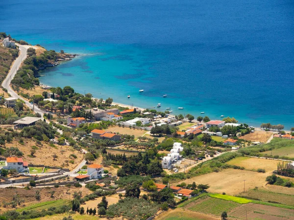 Vista Superior Del Mar Egeo Pueblo Griego Cerca Ciudad Marmari — Foto de Stock